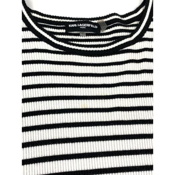 Karl Lagerfeld Striped Sweater Womens Size Medium Black White Casual - Picture 3 of 8